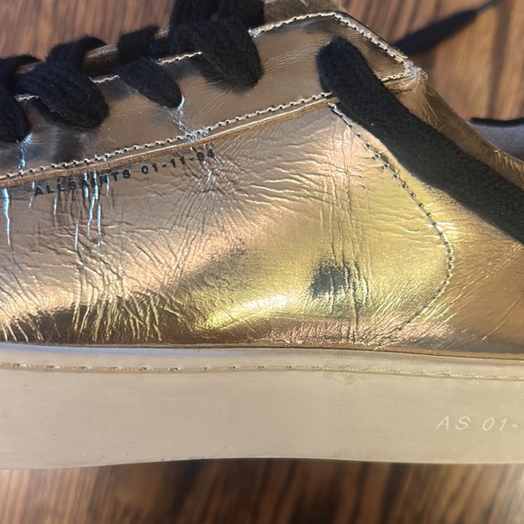 All Saints Gold Patent Leather Sneakers - Picture 3 of 8